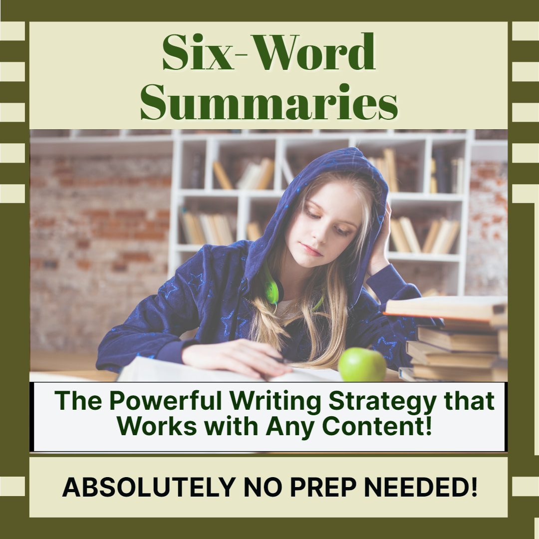 Six Word Summaries are a powerful writing strategy you can use with any content as part of your toolbox you can draw from at a moment's notice. NO PREP NEEDED!